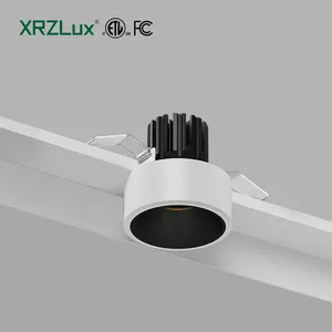XRZLux תאורת תקרה גבוהה CRI 75 מ""מ גזרה 15W אנטי בוהק מתכוונן ETL LED זרקור חצי שקוע עגול COB LED למטה