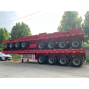 Directo de fábrica 4 <span class=keywords><strong>ejes</strong></span> 40 pies 45 pies Semirremolque plano Remolque Plano de Transporte de acero duradero - Product Image 5