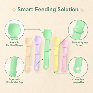 YR J-174 Cuillère Distributrice Ovale en PP Solide Imperméable avec Oreilles de Chat pour Pâté et Purée de Viande pour Chat - Fournitures d'Alimentation pour Animaux de Compagnie - Product Image 4