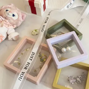 Jewelry Box For Display 3D Square Floating Frame Jewelry Display Box Case Clear Pe Film Suspension Gift Packaging