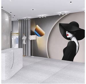 패션 아름다움 실크 방수 3D 북유럽 빛 럭셔리 벽 벽지 의류 매장 호텔 침실 여성 - Product Image 3