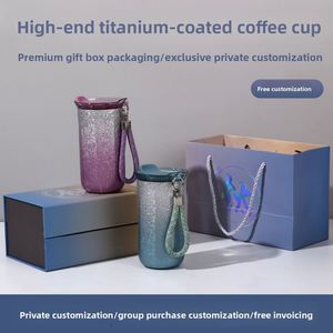 Tasse à café octogonale de luxe, gobelet isotherme portable en titane avec cordon, bouteille d'eau haut de gamme, cadeau premium - Product Image 3