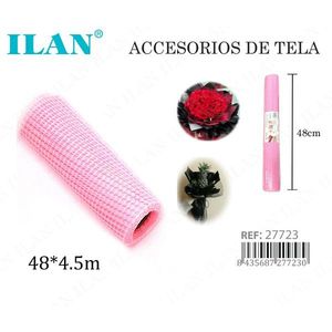 Tessuto in tulle a quadretti rosa Ilan 48x4,5m, accessorio per composizioni floreali - Product Image 3