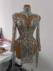 NOVANCE Y2258-Robe élégante à manches longues avec pompon en diamant, tenue de club sexy, luxe, performance sur scène, 2021 - Product Image 3