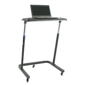 Tabela ajustável de laptop com rodas, mesa de rolamento de computador portátil