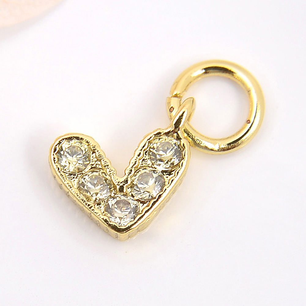 014 Gold Heart with Diamonds 1PCS