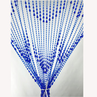 Séparateur de salle à perles bleues naturelles, décoration de maison multifonctionnel