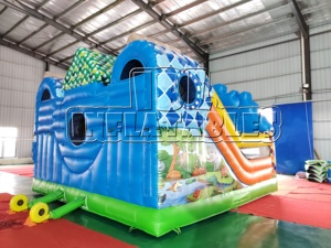 Structure gonflable combinée toboggan et château à rebondir sur le thème du forêt magique, certifiée CE, en PVC, équipement de terrain de jeu pour enfants, idéale pour la <span class=keywords><strong>location</strong></span> commerciale - Product Image 5