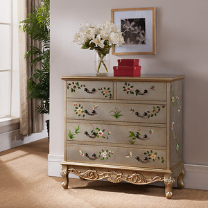 Mobile Laterale <span class=keywords><strong>di</strong></span> Lusso Moderno in Stile Europeo con Pannello in Legno, Cassetto, Disegno Colorato e Intaglio Decorativo per Soggiorno o Ingresso - Product Image 2