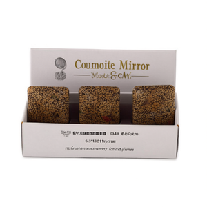 Specchietto tascabile quadrato con motivo a corteccia d'albero floreale 6,3x8,6 cm, specchio cosmetico con cinturino per donna - Product Image 1