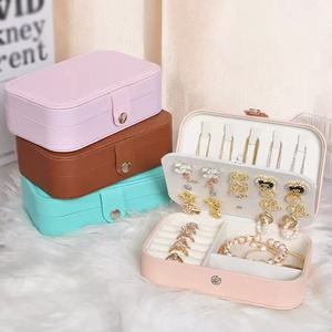 Jewelry Organizer <b>Box</b> With Double Layer PU Leather Jewelry Storage For Rings Earrings Necklaces Bracelets <b>Makeup</b> Travel Case - Product Image 2