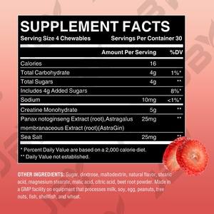 Suplemento Dietético Herbal JBY que Promueve el Apoyo Energético, la Fuerza Muscular y el Bienestar Corporal, Tabletas Masticables de Creatina - Product Image 2