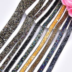 Cuentas de tubo de color, cadena de diamantes de imitación, cinta de diamante de cristal Hotfix, ajuste de ropa, vestido de Boda nupcial, cinturón, <span class=keywords><strong>bandas</strong></span> decorativas DIY - Product Image 2