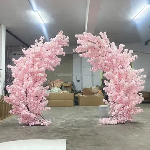S0623 7ft 10ft Groothandel Roze Witte Indoor Bloemen Kunstbloem Stand Kersenbloesem Boom Boog Voor Feest Bruiloft Decoratie