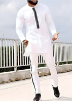Nouvelle Collection de Vêtements Africains pour Hommes : Ensemble Haut et Pantalon Style Ethnique Dashiki pour Mariage et Fêtes (Vente en Gros)