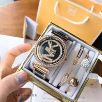 Ensemble de montre de luxe à plateau tournant pour femme, avec ceinture en acier, boîte de gifit et bijoux, [2022]