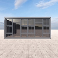 Maisons conteneurs préfabriquées en acier à pièce unique, portables, avec véranda en verre, démontables, pour bureau moderne