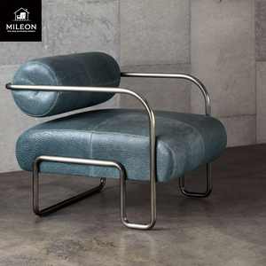 Stile italiano sedia in pelle moderna camera modello Hotel design personalizzato semplice salotto di forma speciale <span class=keywords><strong>poltrona</strong></span> in metallo - Product Image 2
