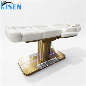 Table de massage électrique KISEN personnalisée à 3 moteurs, lit de beauté pour salon de beauté, spa, extensions de cils, soins du visage, avec commande au pied et éclairage LED - Product Image 3
