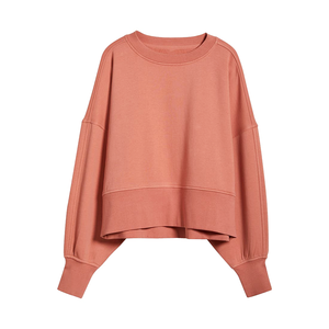 Sudadera de cuello redondo de Color sólido para mujer, puños acanalados clásicos, diseño de dobladillo, ropa deportiva informal para gimnasio, sudadera con estampado personalizado - Product Image 1