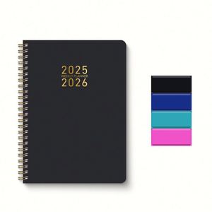 Carnet à couverture rigide personnalisable 2026 A5 – Agenda quotidien et hebdomadaire à spirale - Product Image 1