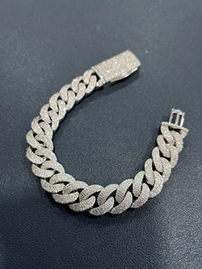 Stylish 925 Sterling Silver Cuban Link Bracelet Lab Grown Moissanite Diamond Minimal Design Jewelry - Product Image 6