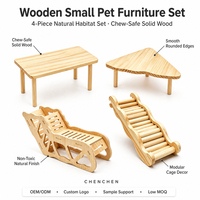 Set Perabot Kandang Hewan Peliharaan Kecil dari Kayu, Multifungsi, Platform Panjat, Jembatan, Lubang Ventilasi, Pegangan, dan Anak Tangga untuk Hamster dan Gerbil