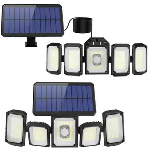 2024高品质太阳能运动传感器灯5个可调头270安全灯太阳能壁灯带遥控器