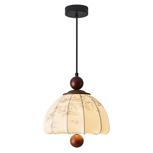 French Retro Linen Fabric Pendant <strong>Light</strong> Pleated Wabi-Sabi Dining Lamp Nordic Warm Ambient Hanging <strong>Light</strong> for Cafe Bedside - Product Image 6