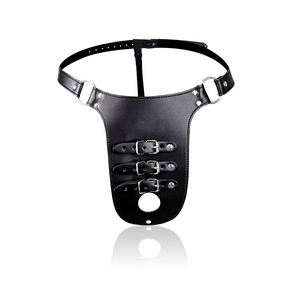 Sexy Verstelbare Pu Strats Slave Seksspeeltjes Riem Op Bondage Gear Dildo Volwassen Sm Harnas Ijzeren Ring Kuisheid Riem Ondergoed - Product Image 3