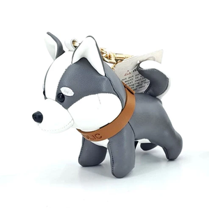 Cuero PU Shiba Inu Husky perro coche llavero colgante muñeca juguetes marca personalizada peluche mascota 3D cuero peluche llaveros - Product Image 1