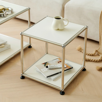 Table basse mobile avec roulettes, table d'appoint de canapé, étagère de rangement, armoire de rangement en acier inoxydable pour salon, meubles de maison