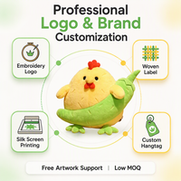 Peluches amusantes en coton PP lavable, certifiées CE, en forme de légumes et de poulets, pour cadeaux promotionnels personnalisés, vente en gros