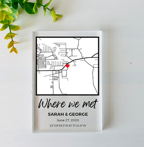 แผนที่วันที่แรกของเราแผ่นโลหะแผนที่คู่ของขวัญสำหรับคู่รักแผ่นอะคริลิคแผ่นโลหะที่ตั้งของขวัญคู่รักที่กำหนดเองสำหรับภรรยาและสามี - Product Image 2
