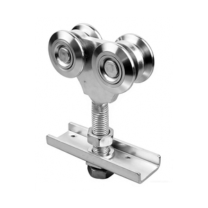 <span class=keywords><strong>Rail</strong></span> moderne à double roue en acier <span class=keywords><strong>pour</strong></span> usage hôtelier, roulement coulissant argenté <span class=keywords><strong>pour</strong></span> <span class=keywords><strong>porte</strong></span> de grange, <span class=keywords><strong>chariot</strong></span> à roulettes suspendu, excellent - Product Image 6