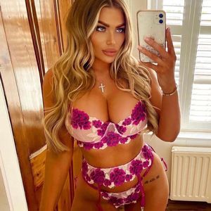Nouveau fleur feuille broderie ensemble de Lingerie haute qualité maille transparente femmes soutien-gorge culotte jarretière ensemble - Product Image 2