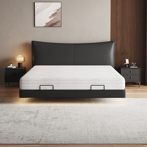 Cama Inteligente Minimalista COSTFULL con Capa Superior de Cuero Vacuno, Multifuncional, de Cuero Genuino, Doble, para Dormitorio, Ajustable, Desempaquetada - Product Image 5