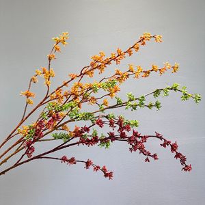 Rama de Flores Artificiales Meng Jie, Verde, Naranja, Roja, de PVC, para Decoración del Hogar, Interiores, Arreglos de Paisajismo - Product Image 3
