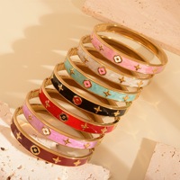 Bracelet étoile coloré en acier inoxydable pour femme, design vintage goutte d'huile, fermoir plaqué or, bracelet de luxe léger haut de gamme