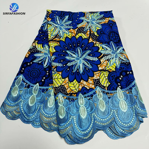 Sinya all'ingrosso ricamo Guipure cordino con stampa a cera Ankara tessuti africani 6 yarde/pz - Product Image 3