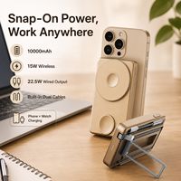 Cargador Portátil 4 en 1 de 10000mAh con Cable Tipo C Integrado, Carga Inalámbrica Magnética Rápida