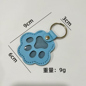 Xách tay PU da Pet tóc trường hợp Keychain mèo Puppy Paw hình dạng vật nuôi tưởng niệm da xe Móc chìa khóa - Product Image 4