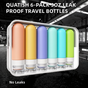 Lot de 6 flacons de voyage en silicone anti-fuite approuvés par la TSA de 3 oz pour articles de toilette, shampoing et après-shampoing, sans BPA - Product Image 2