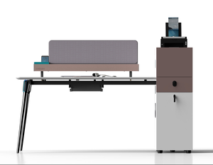 Moderna postazione di lavoro ufficio collaborativo scrivania e sedia E1 MFC Storage insonorizzazione - Product Image 2