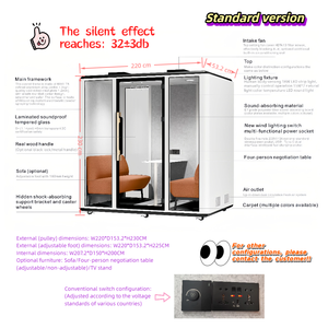 Cabines insonorisées pour bureau, isolation acoustique, réduction du bruit, cabines téléphoniques pour réunions <span class=keywords><strong>de</strong></span> travail, pods <span class=keywords><strong>de</strong></span> bureau insonorisés, cabines téléphoniques, pods <span class=keywords><strong>de</strong></span> bureau - Product Image 3