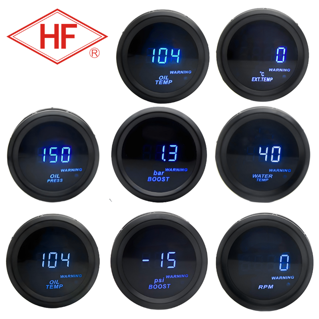 Racing Digital Blue Led 2Cinch 52MM Car Turbo Boost PSI BAR Water Temp Oil Temp Oil Pressure Gauge Voltage Tachometer Rpm Gauge