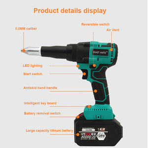 Pistola Remachadora Inalámbrica Portátil de Litio de 2.4-5mm, Remachadora Automática sin Escobillas, Pistola Remachadora Recargable - Product Image 2