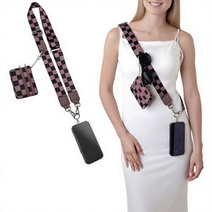 Correa de Poliéster Personalizada para Teléfono con Cartera, Bolso Bandolera, Cordón Desmontable, Bolso a Cuadros con Ventana para Identificación y Bolsillo RFID - Product Image 1