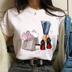 T-<span class=keywords><strong>shirt</strong></span> à col rond pour <span class=keywords><strong>femme</strong></span>, imprimé de dessin animé de ville, confortable, ample, de haute qualité, best-seller, vente en gros au détail - Product Image 5