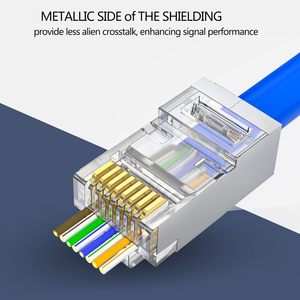 Ethernet STP Cable Shielded 8 Pin 8P8C <strong>Modular</strong> <strong>Plug</strong> Network Cat 5 Cat6 RJ45 Pass Through Connector - Product Image 3